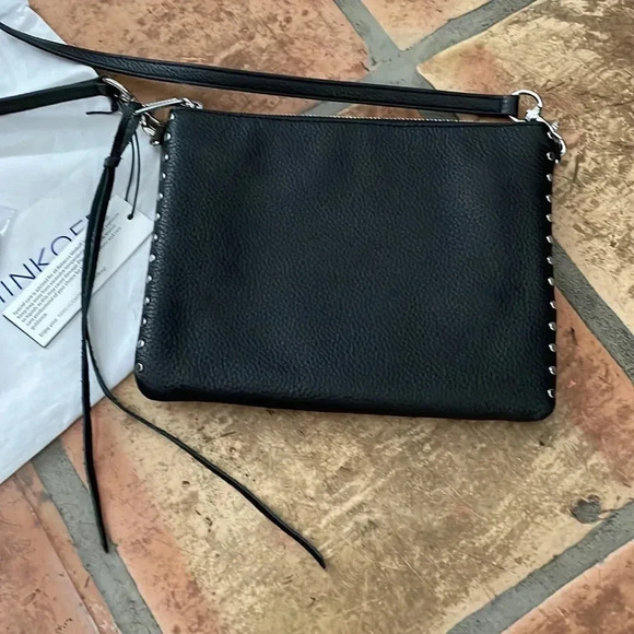 NEW ✨ Rebecca Minkoff Black Leather Bag w Silver Hardware and Studs Adj Strap - Picture 2 of 12